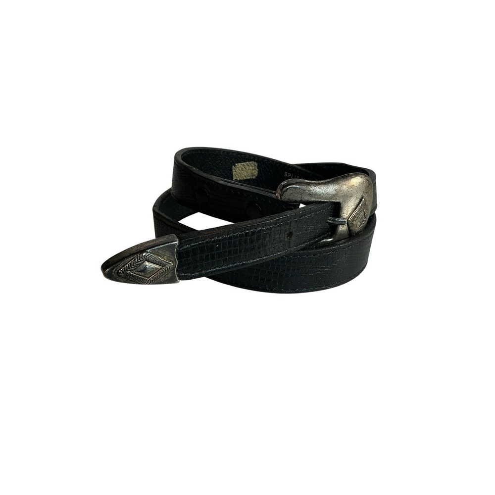 Vtg Torel Split Cowhide Blk Leather Western Belt Sz 28x1"